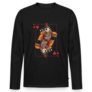 Panda Steampunk Card Game Heart King Poker - Men's Premium Organic Long Sleeve Shirt - black - Front - Nico (187cm)