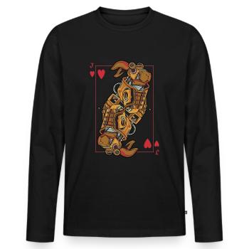 Bunny Steampunk Card Game Heart Jack Poker - Men's Premium Organic Long Sleeve Shirt - black - Front - Nico (187cm)