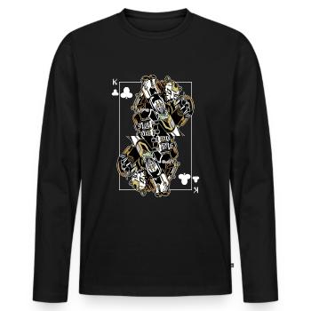 Panther Steampunk Jeu de Cartes Clubs King Poker - T-shirt manches longues Premium bio Homme - noir - Devant - Nico (187cm)