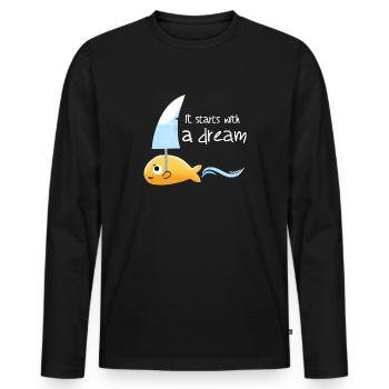 Small fish with a big dream - Men's Premium Organic Long Sleeve Shirt - black - Front - Nico (187cm)