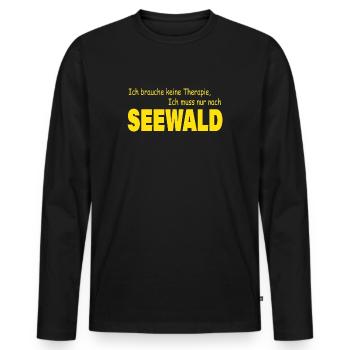 Therapie SEEWALD - Männer Premium Bio Langarmshirt - Schwarz - Vorne - Nico (187cm)