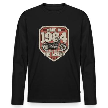 1984 Vintage Man Myth Legend Motorcycle - Men's Premium Organic Long Sleeve Shirt - black - Front - Nico (187cm)