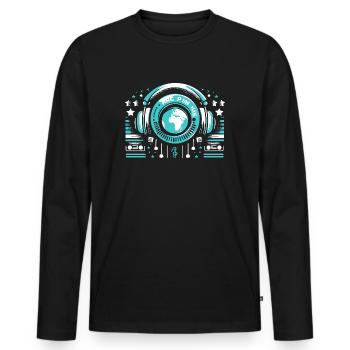 Funky DJ Kopfhörer – Musik & Party Vibes - Männer Premium Bio Langarmshirt - Schwarz - Vorne - Nico (187cm)