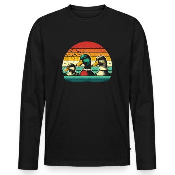 Coole Enten - Retro Vintage - Männer Premium Bio Langarmshirt - Schwarz - Vorne - Nico (187cm)