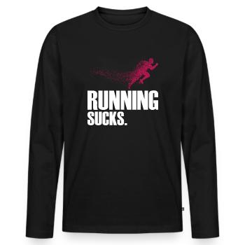 Courir Sucks - T-shirt manches longues Premium bio Homme - noir - Devant - Nico (187cm)