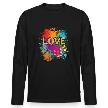 Amour, amour - T-shirt manches longues Premium bio Homme - noir - Devant - Nico (187cm)