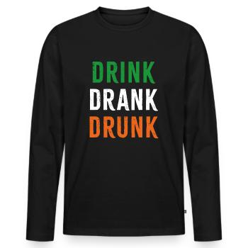 Drink Drank Drunk - Men's Premium Organic Long Sleeve Shirt - black - Front - Nico (187cm)