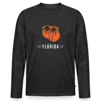 État du soleil de la Floride - T-shirt manches longues Premium bio Homme - anthracite chiné - Devant - Nico (187cm)