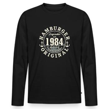 40. Geburtstag 2024 Hamburger Original Geschenk - Männer Premium Bio Langarmshirt - Schwarz - Vorne - Nico (187cm)
