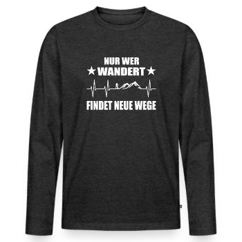 Wandern - Männer Premium Bio Langarmshirt - Anthrazit meliert - Vorne - Nico (187cm)