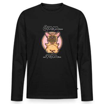 Omm nom Frenchie - Men's Premium Organic Long Sleeve Shirt - black - Front - Nico (187cm)