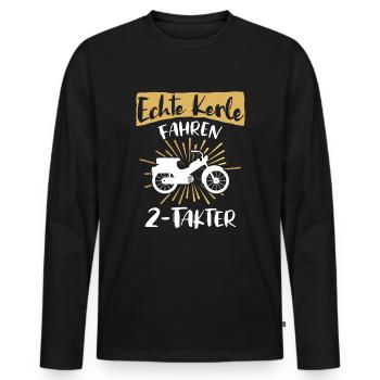 Zweitakter Moped Mofa Spruch - Männer Premium Bio Langarmshirt - Schwarz - Vorne - Nico (187cm)