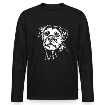 BORDER TERRIER Hundeportrait Hund Hunde Wilsigns - Männer Premium Bio Langarmshirt - Schwarz - Vorne - Nico (187cm)