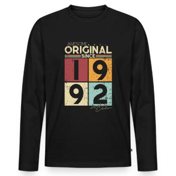 Original 1992 vintage birthday gift - Men's Premium Organic Long Sleeve Shirt - black - Front - Nico (187cm)