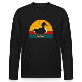 Coole Enten - Retro Vintage - Männer Premium Bio Langarmshirt - Schwarz - Vorne - Nico (187cm)