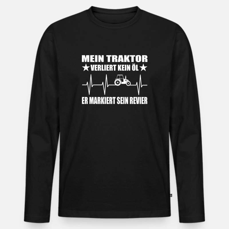 Traktor - Männer Premium Bio Langarmshirt - Schwarz