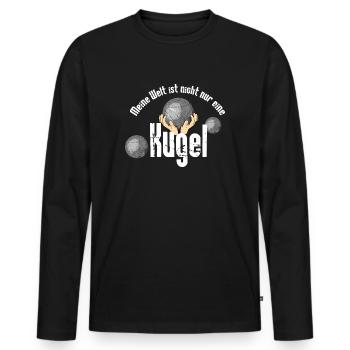 Boule..meine Welt ist nicht nur eine Kugel - Männer Premium Bio Langarmshirt - Schwarz - Vorne - Nico (187cm)