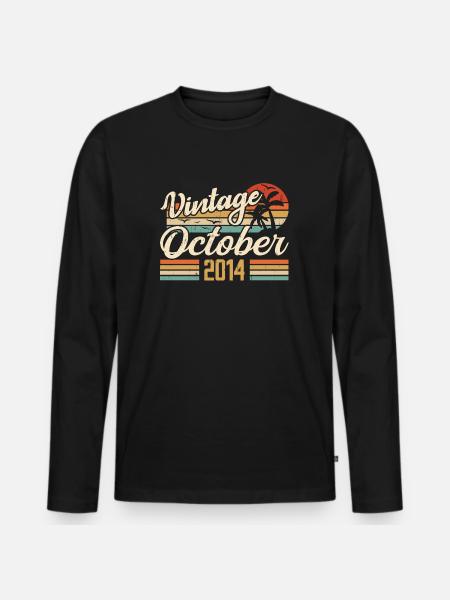 Octobre 2014 Cadeau Anniversaire - 2014 - T-shirt manches longues Premium bio Homme - noir