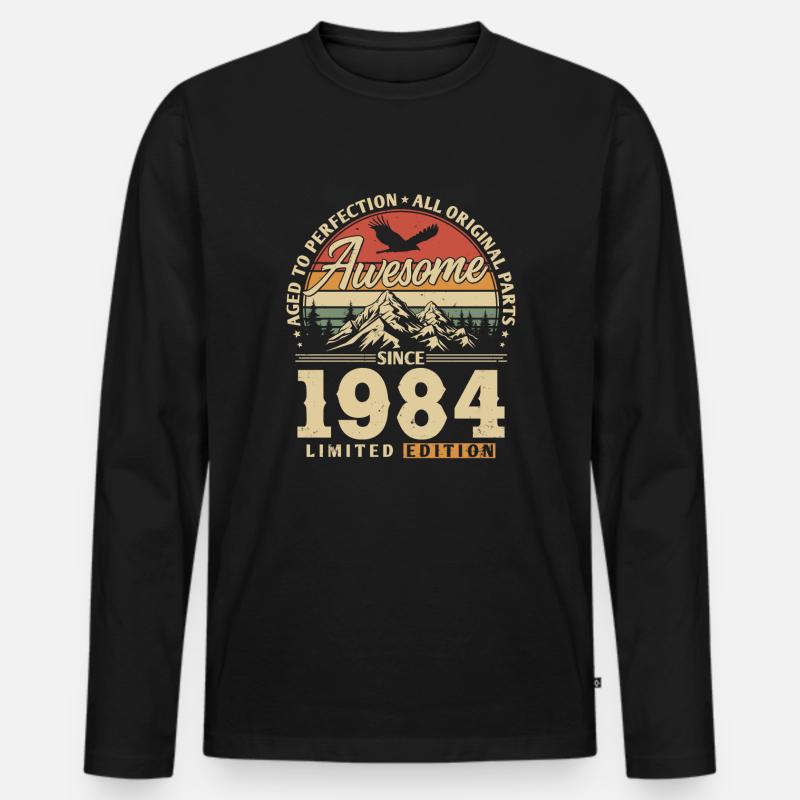 Großartig seit 1984 - Männer Premium Bio Langarmshirt - Schwarz