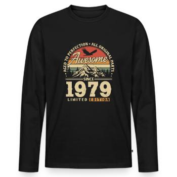 Großartig seit 1979 - Männer Premium Bio Langarmshirt - Schwarz - Vorne - Nico (187cm)