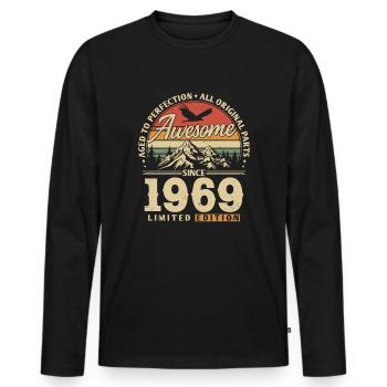 Großartig seit 1969 - Männer Premium Bio Langarmshirt - Schwarz - Vorne - Nico (187cm)