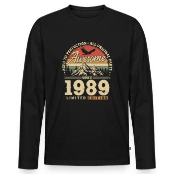 Großartig seit 1989 - Männer Premium Bio Langarmshirt - Schwarz - Vorne - Nico (187cm)