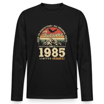Great since 1985 - Men's Premium Organic Long Sleeve Shirt - black - Front - Nico (187cm)