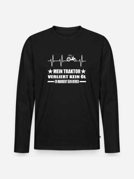 Traktor - Männer Premium Bio Langarmshirt - Schwarz