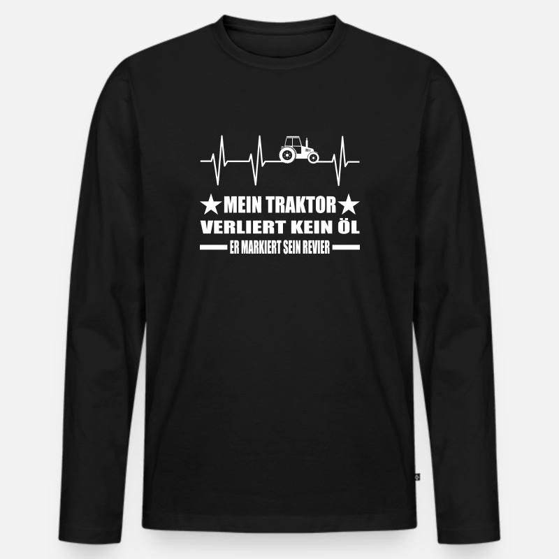 Traktor - Männer Premium Bio Langarmshirt - Schwarz