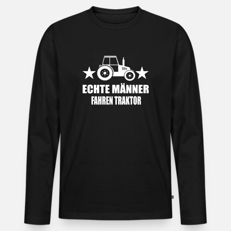 Traktor - Männer Premium Bio Langarmshirt - Schwarz