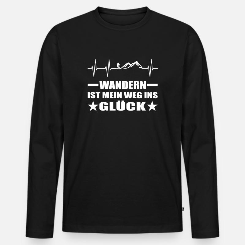 Wandern - Männer Premium Bio Langarmshirt - Schwarz