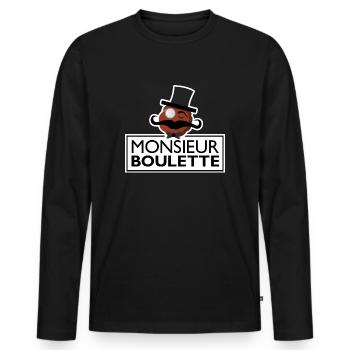 Monsieur Boulette 2.0 - T-shirt manches longues Premium bio Homme - noir - Devant - Nico (187cm)