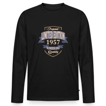 Limited Edition 1957 - T-shirt manches longues Premium bio Homme - noir - Devant - Nico (187cm)