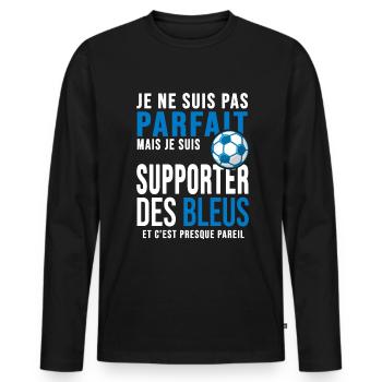 football supporter les bleus equipe de France foot - T-shirt manches longues Premium bio Homme - noir - Devant - Nico (187cm)