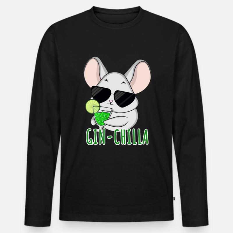Gin- Chinchilla Gin - Männer Premium Bio Langarmshirt - Schwarz