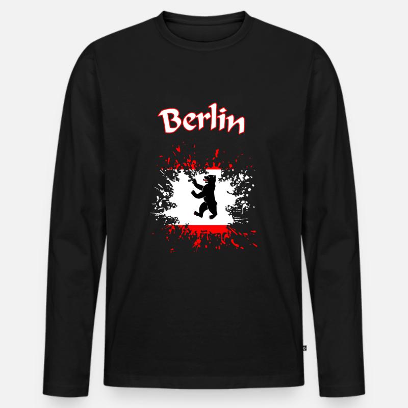 Berlin - Männer Premium Bio Langarmshirt - Schwarz