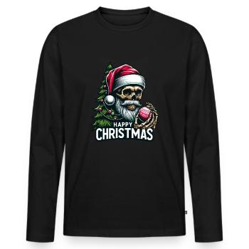 Crâne de Père Noël avec ornement de Noël - T-shirt manches longues Premium bio Homme - noir - Devant - Nico (187cm)