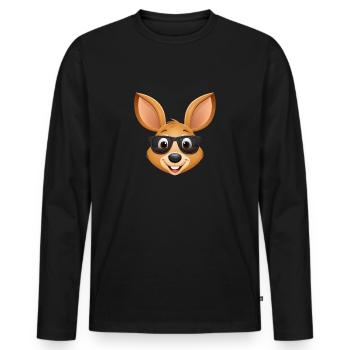 Mignon kangourou de dessin animé avec des lunettes de soleil - T-shirt manches longues Premium bio Homme - noir - Devant - Nico (187cm)