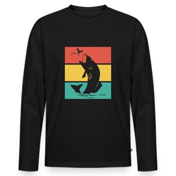 Poisson poisson coloré - T-shirt manches longues Premium bio Homme - noir - Devant - Nico (187cm)