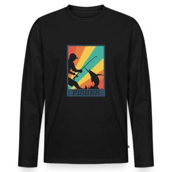 Fisherman Angler Fisherman Fish - Men's Premium Organic Long Sleeve Shirt - black - Front - Nico (187cm)