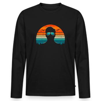 Vintage Man with Sunglasses - Retro Silhouette - Men's Premium Organic Long Sleeve Shirt - black - Front - Nico (187cm)