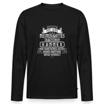 Wikinger - Thors Hammer - Männer Premium Bio Langarmshirt - Schwarz - Vorne - Nico (187cm)