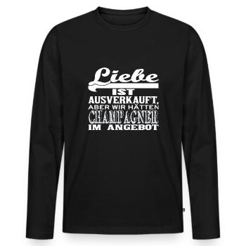 Liebe ist ausverkauft - Männer Premium Bio Langarmshirt - Schwarz - Vorne - Nico (187cm)