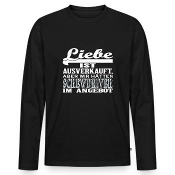 Liebe ist ausverkauft SCREWDRIVER - Männer Premium Bio Langarmshirt - Schwarz - Vorne - Nico (187cm)
