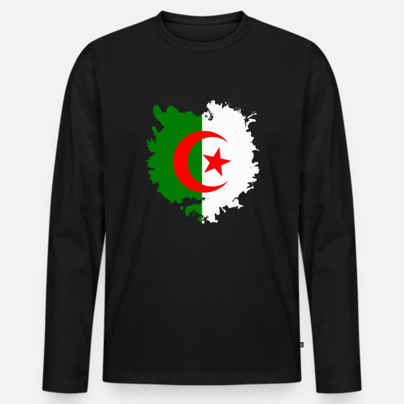 Algerien - Männer Premium Bio Langarmshirt - Schwarz
