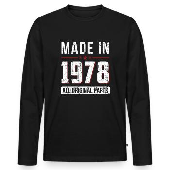 Fabriqué en 1978 Toutes les pièces d'origine - Anniversaire - T-shirt manches longues Premium bio Homme - noir - Devant - Nico (187cm)