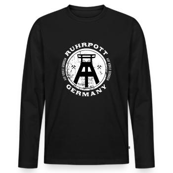 Ruhrpott Germany Logo - Männer Premium Bio Langarmshirt - Schwarz - Vorne - Nico (187cm)