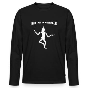 Tänzer - Rhythm is a dancer - Männer Premium Bio Langarmshirt - Schwarz - Vorne - Nico (187cm)