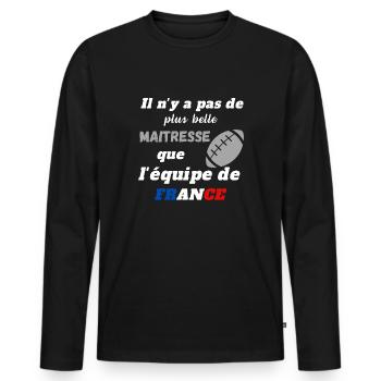 Rugby France cadeau rugby - T-shirt manches longues Premium bio Homme - noir - Devant - Nico (187cm)
