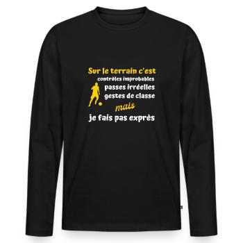 Humour football idée cadeau foot - T-shirt manches longues Premium bio Homme - noir - Devant - Nico (187cm)